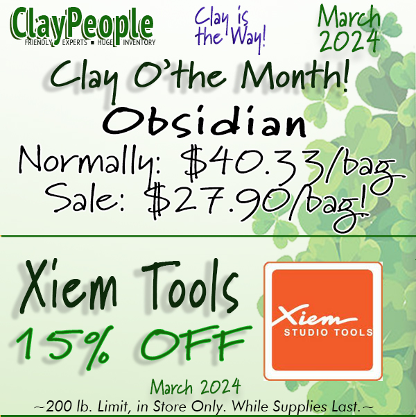 Clay of the month is Obsidian! Normally: $40.33 a bag, Sale: $27.90/bag