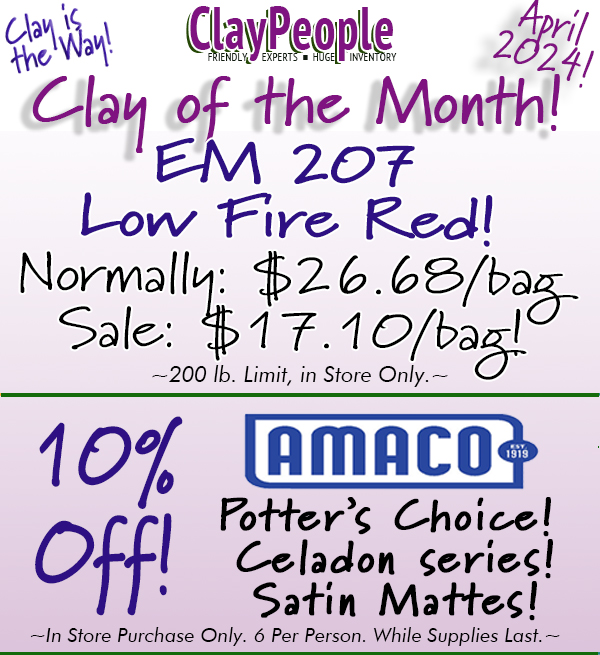 EM 207 on sale for $17.10 instead of $26.68! 10 percent off ALL AMACO brand satin matte, celadon and potter's choice!